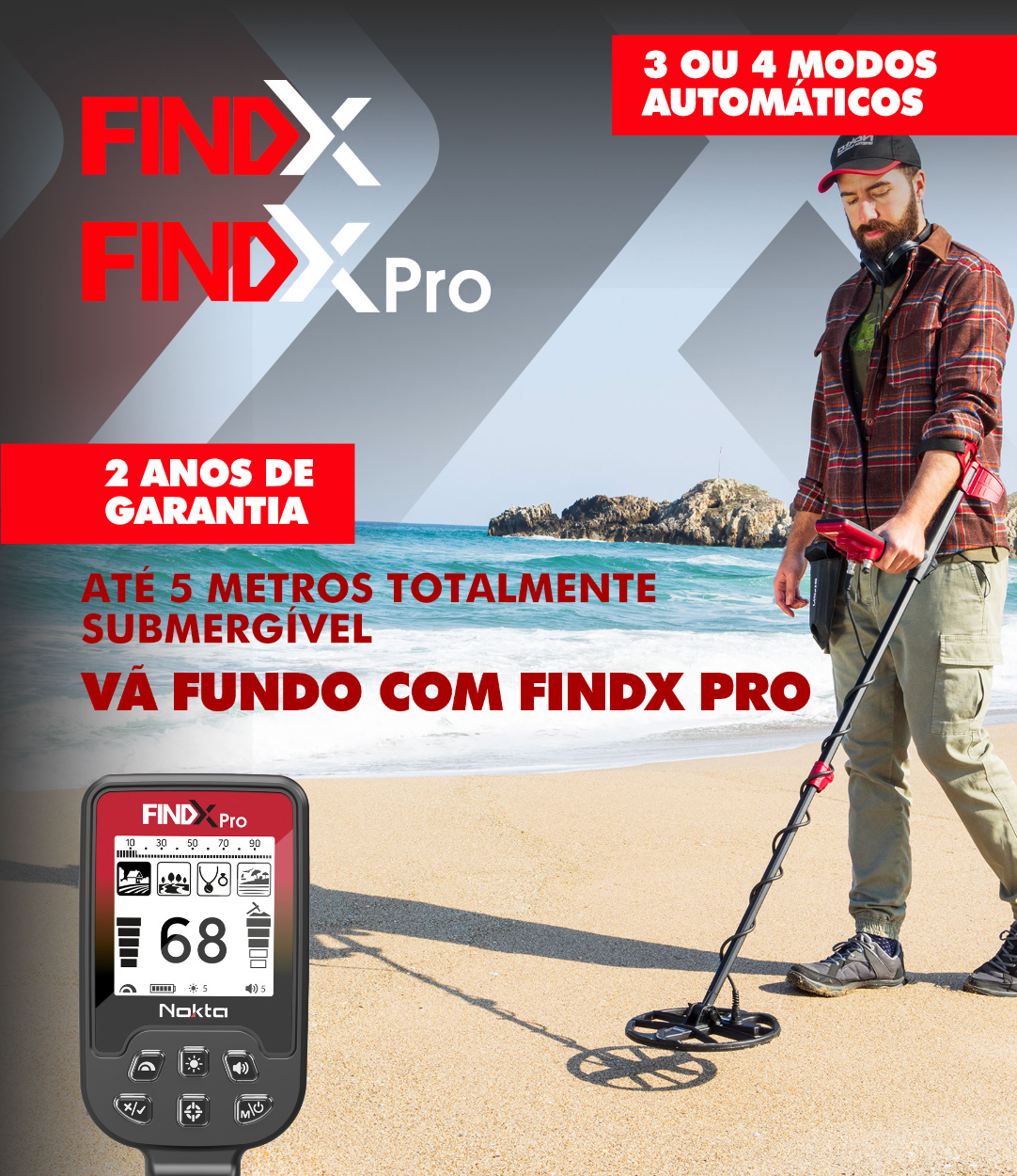 Oferta 2025 detector de metais Nokta Findx Pro - Para iniciantes ou profissionais