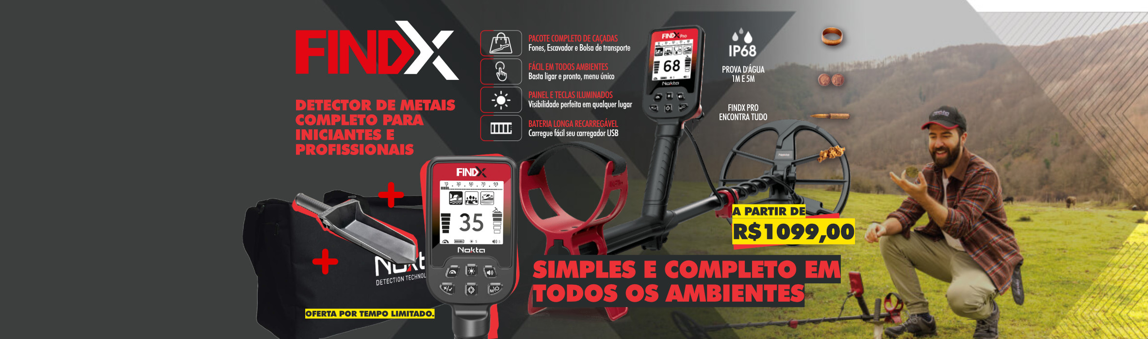 Oferta Fevereiro - Nokta Findx Pro - Simples e completo para todos os ambientes